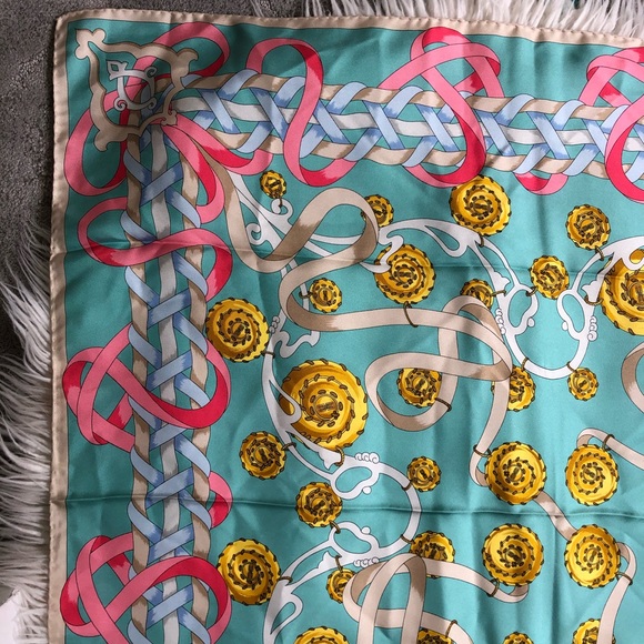 SOLD Balenciaga Vintage 100% Silk Ribbon Print Sca - Picture 2 of 8